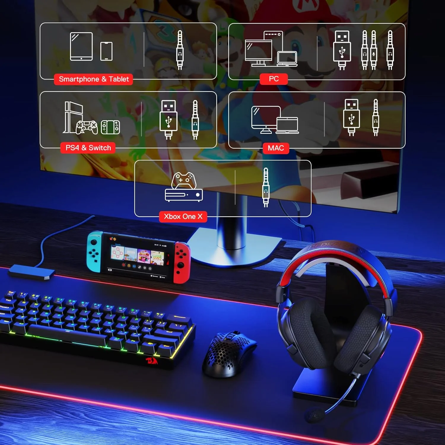 Redragon H510 PRO Zeus-X RGB Wireless Gaming Headset - 7.1 Surround Sound Redragon H510 PRO Zeus-X RGB Wireless Gaming Headset - 7.1 Surround Sound
